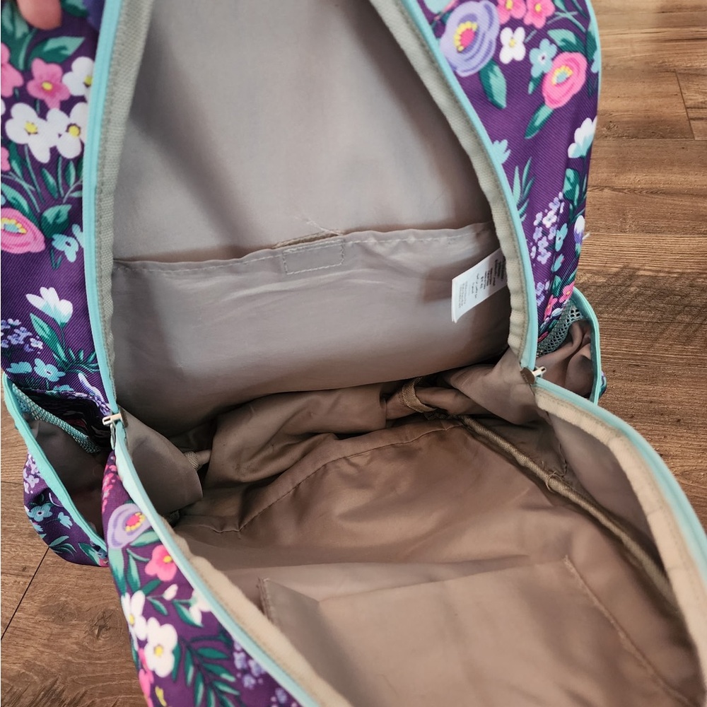 Pottery Barn Kids Purple and Teal Floral Backpack - Picture 3 of 6